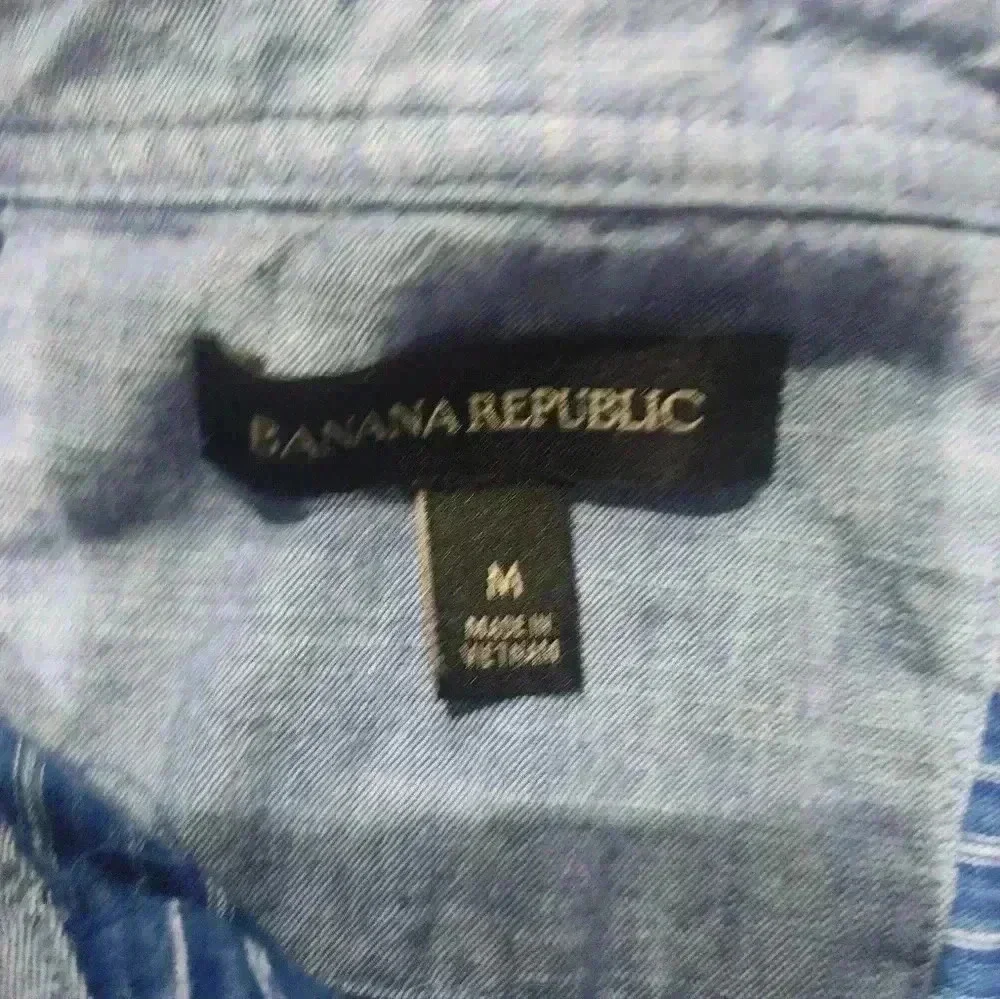 Banana Republic Mens Size Medium Polo Blue WHITE COTTON BLEND